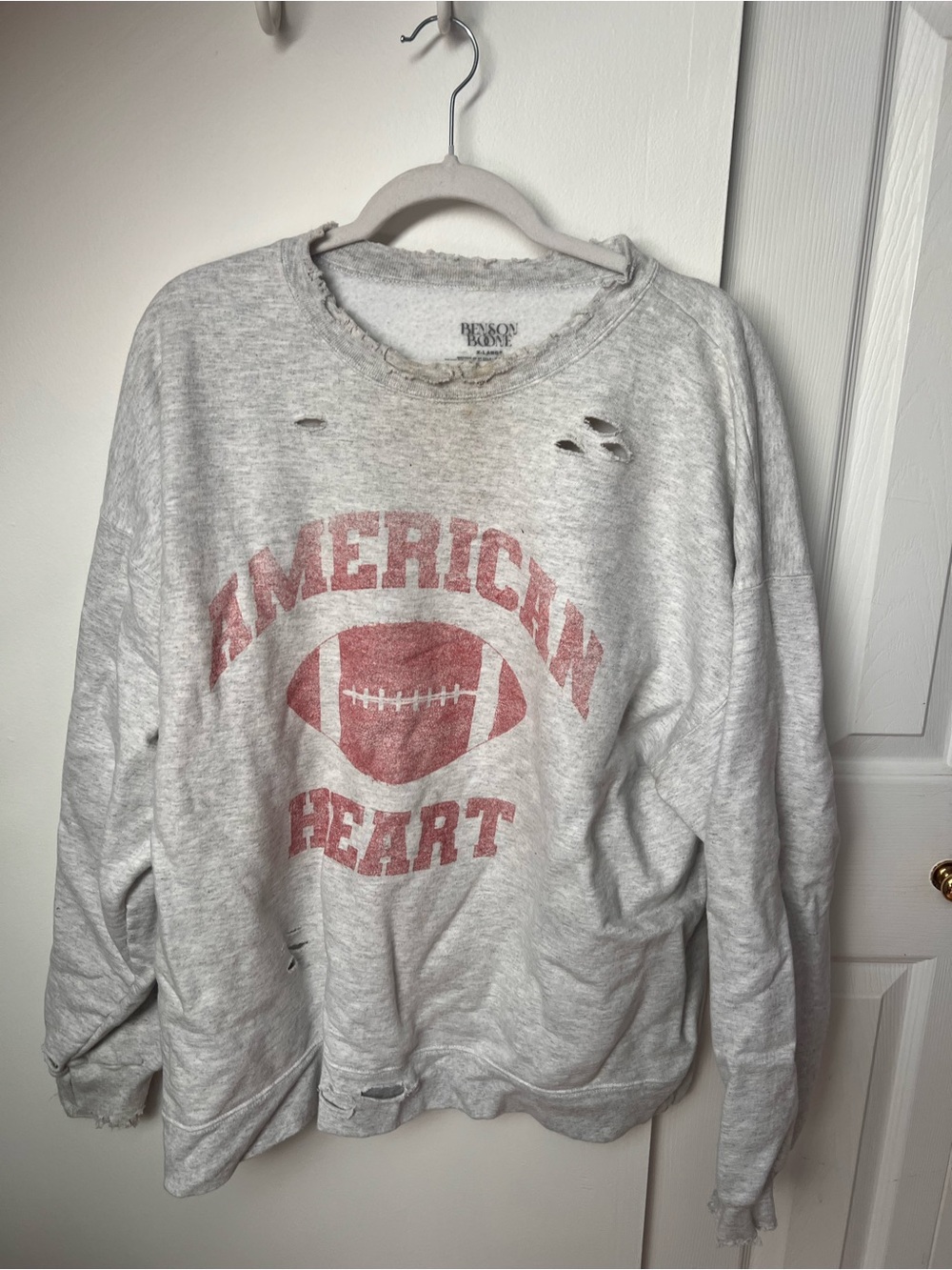Benson Boone Gray 'American Heart' Football Graphic Sweatshirt